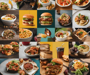 Collage of food to represent restaurants