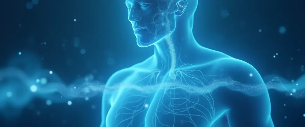 Glowing human anatomy illustration.